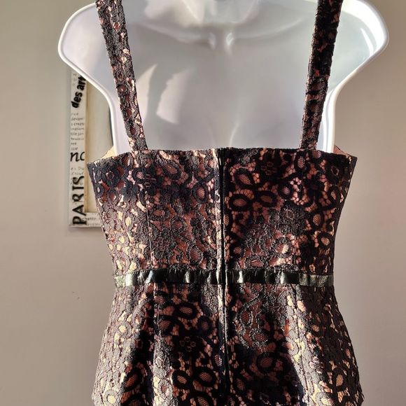 Vintage Y2K Nanette Lepore Black Lace Peplum Cami Top Size 6 - Picture 9 of 9